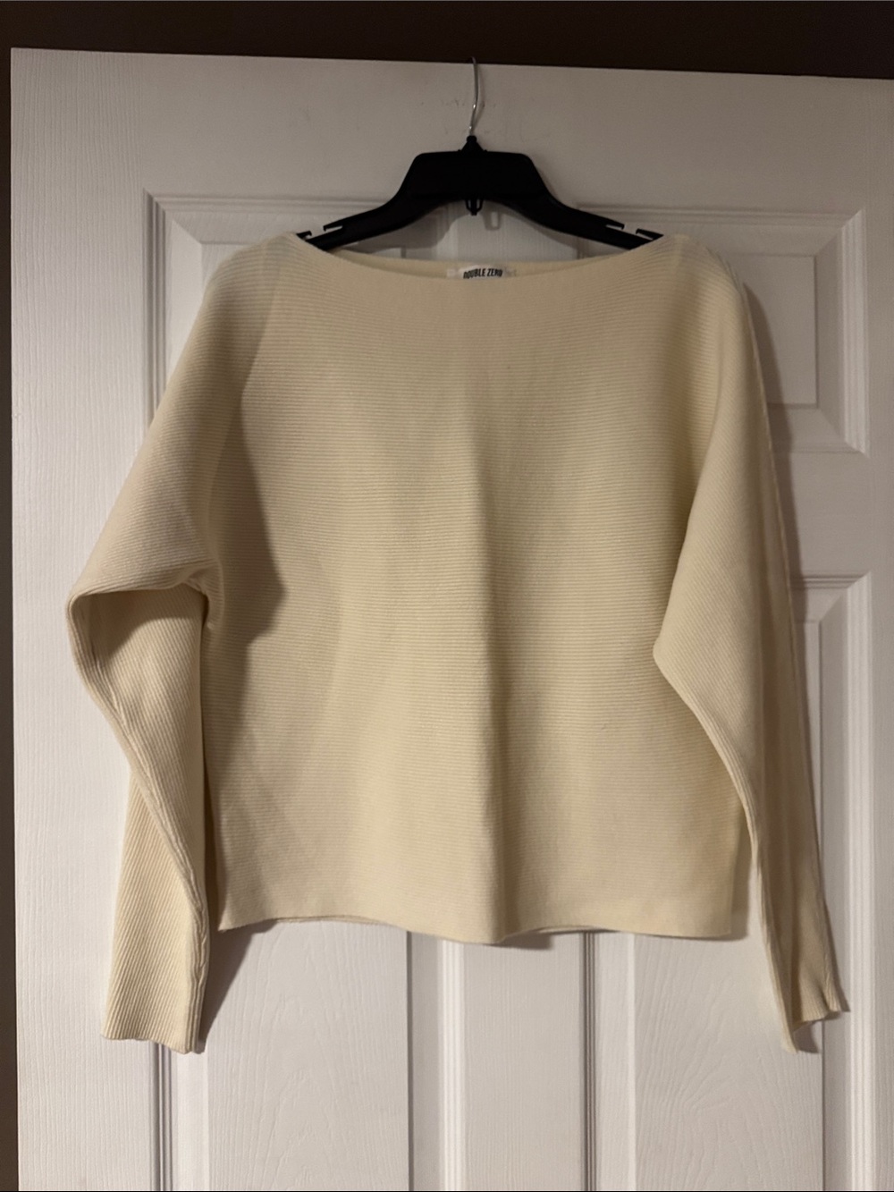 Double Zero Cream Ribbed Boatneck Sweater
